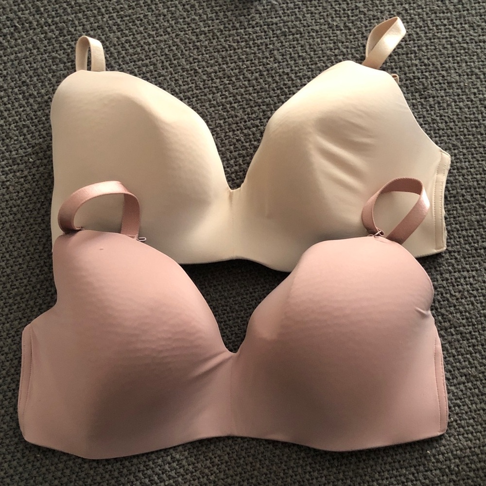 Auden 38DDD Wirefree Nursing Bras in Pink & Nude